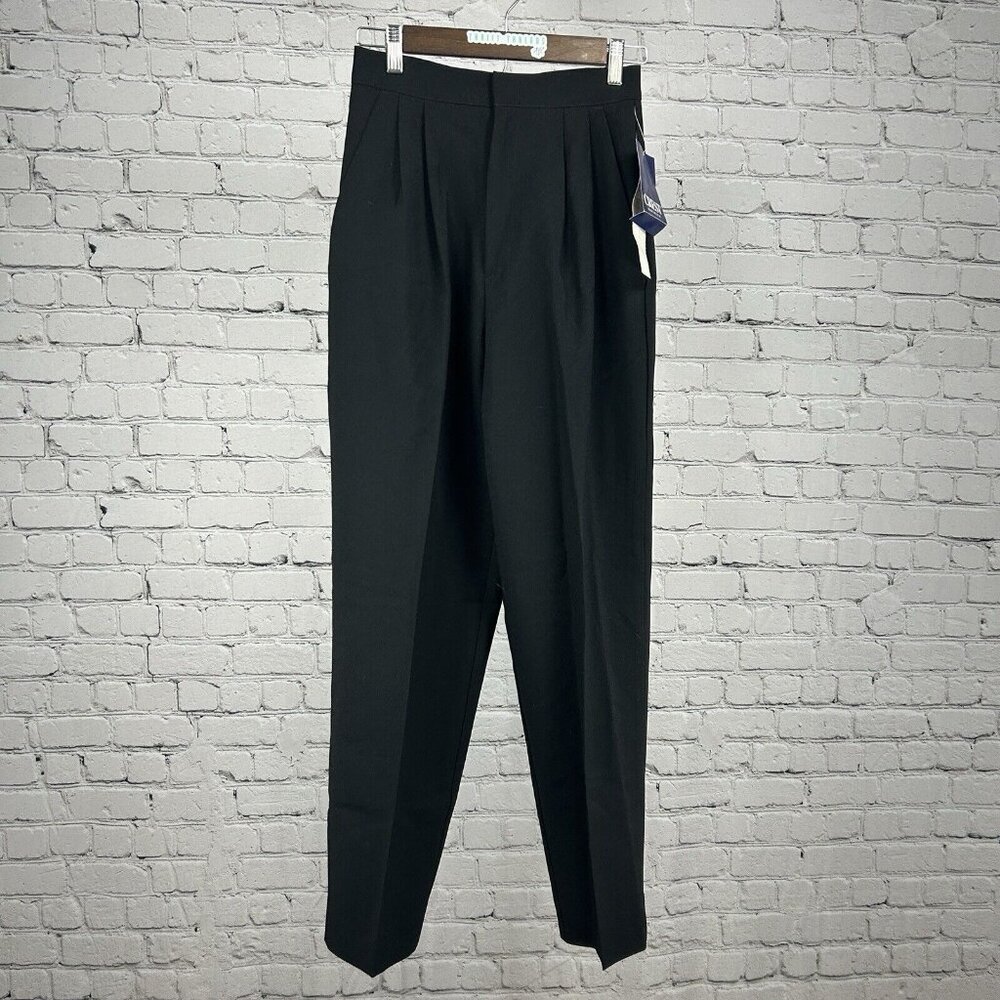 NWT Crest Solid Black USA Made High Waisted Pleated Dress Pants Women’s Size 6